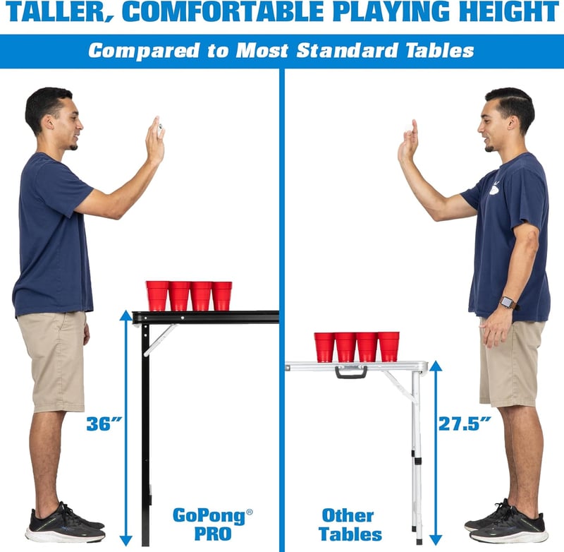 Premium 8-Foot Heavy-Duty Beer Pong Table (Black, 36-Inch)