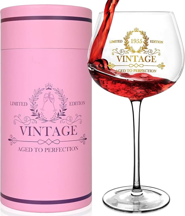 70th Birthday Vintage Wine Glass for Women - 20oz