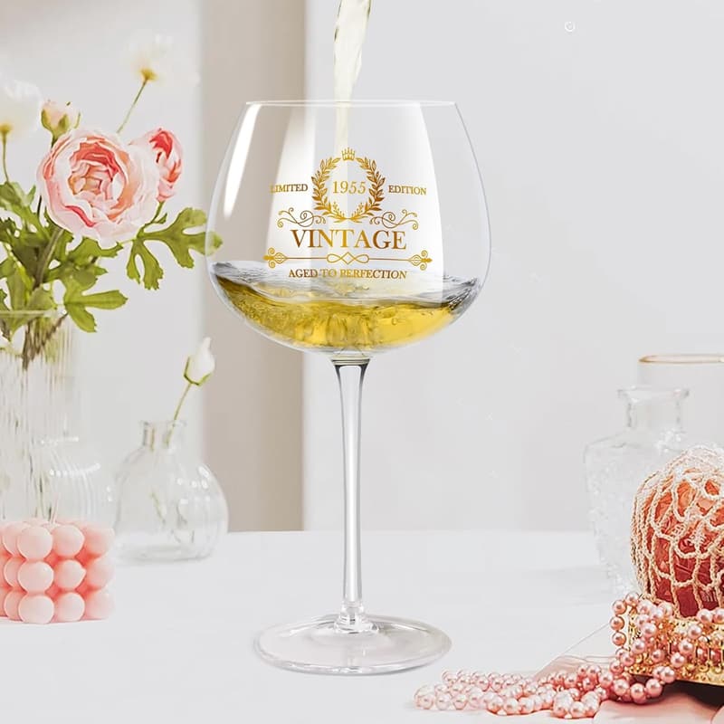 70th Birthday Vintage Wine Glass for Women - 20oz