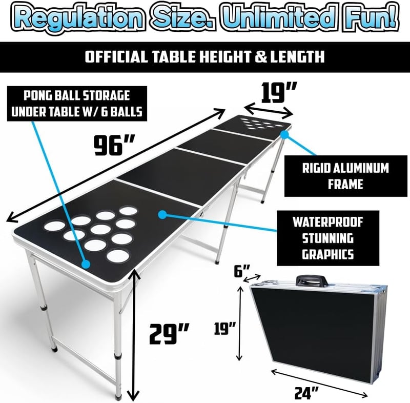 Regulation Beer Pong Table with LED Lights & Custom Graphics