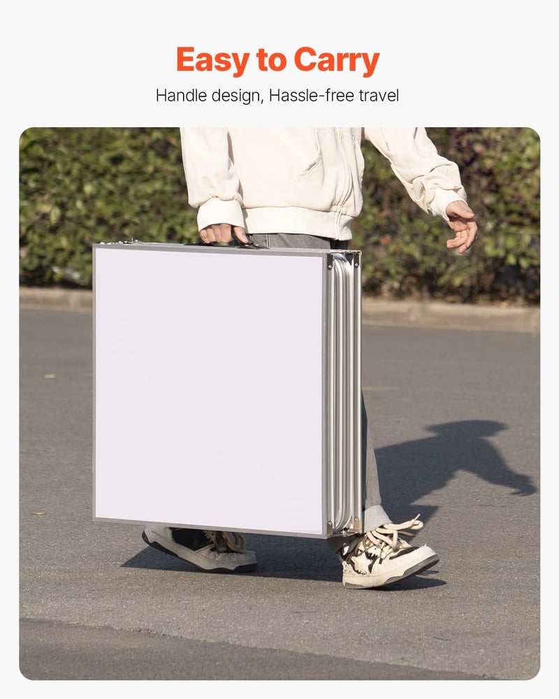 Portable 8-Foot Folding Pong Table with Adjustable Height and Cup Holes