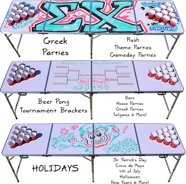 Portable Beer Pong Table - Customizable Dry Erase Surface