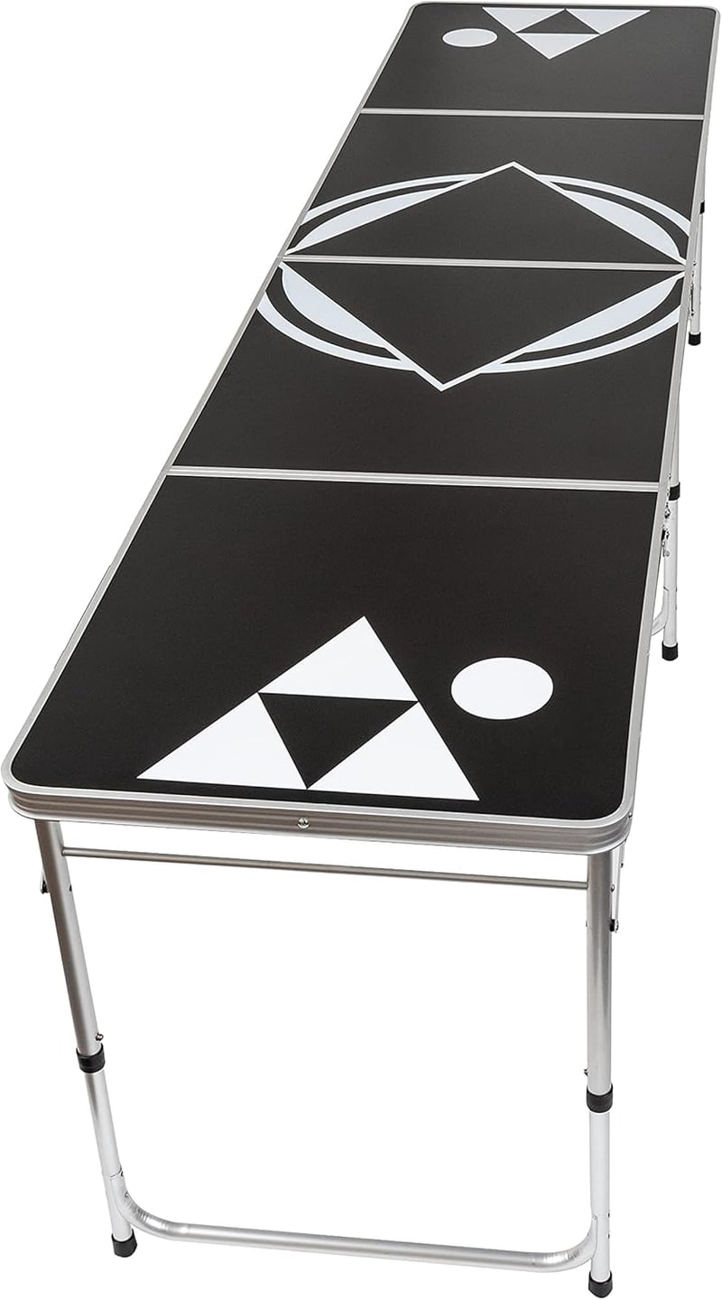 Portable 8' Beer Pong Table with Carrying Handles (Black)