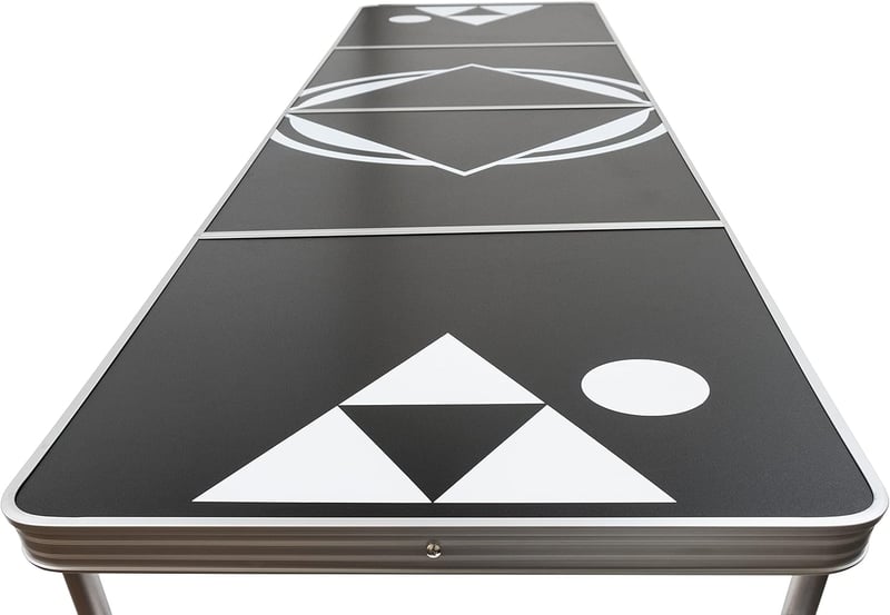 Portable 8' Beer Pong Table with Carrying Handles (Black)