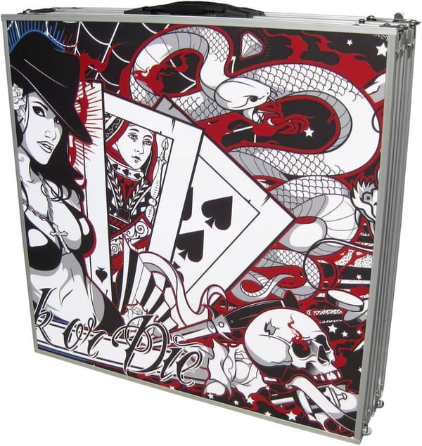 Tattoo Portable Beer Pong Table with Cup Holes