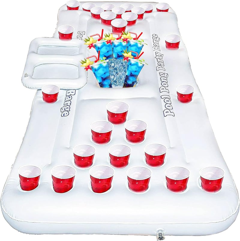 Inflatable Pong Game Table for Pool Parties, 6 FT