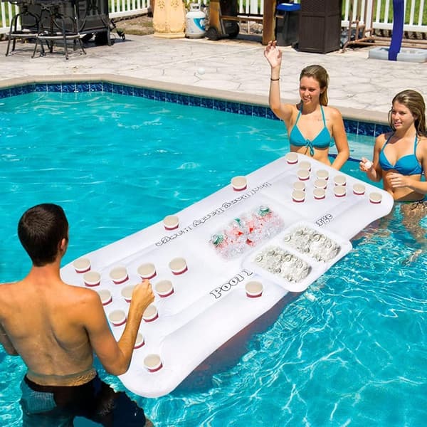Inflatable Pong Game Table for Pool Parties, 6 FT