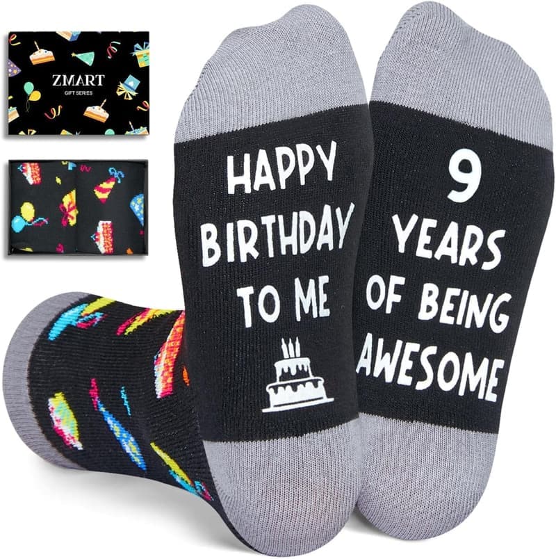Birthday Gift Socks for Boys 5-12 - Black Boxed Set