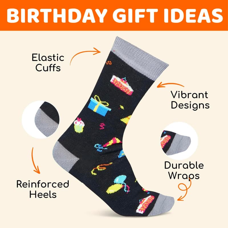Birthday Gift Box: Black Socks for Boys Age 5-12