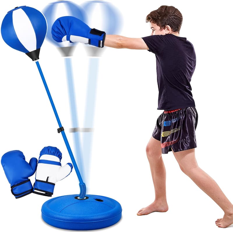 Adjustable Punching Bag Set for Kids, Boxing Gloves Included