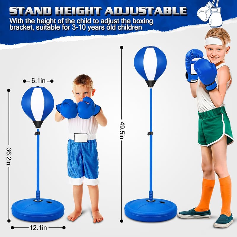 Adjustable Punching Bag Set for Kids, Boxing Gloves Included