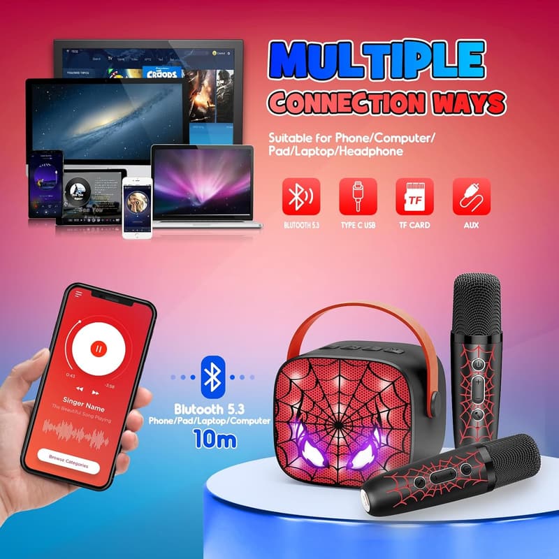 Kids' Birthday Karaoke Machine with Bluetooth & Microphones
