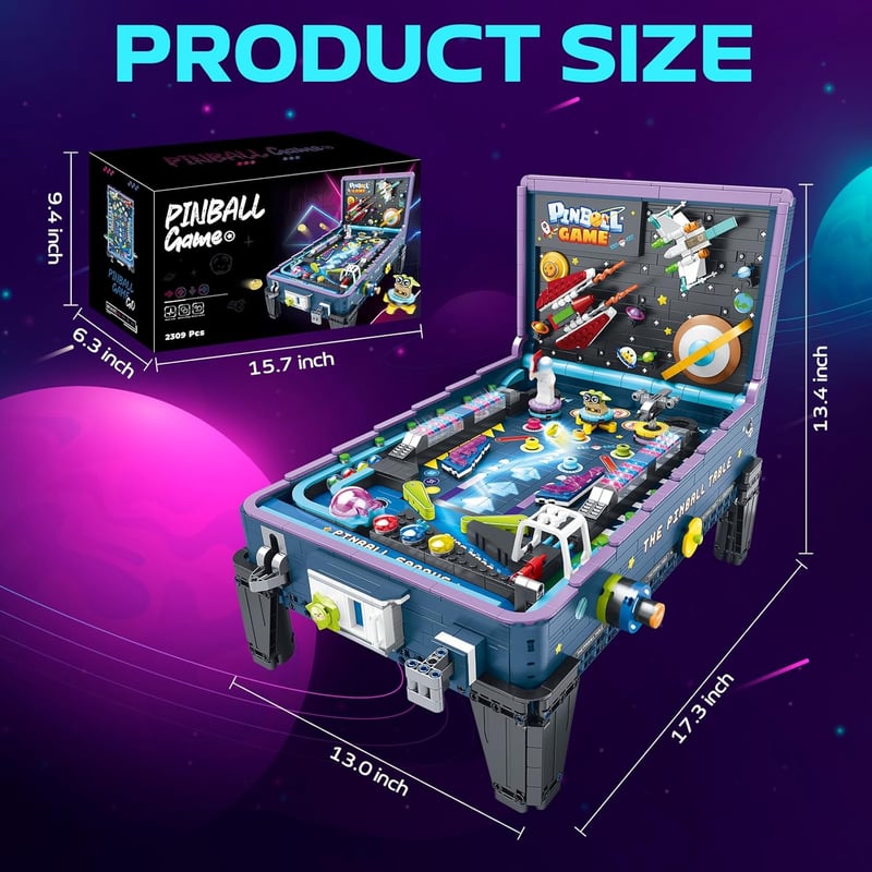 Pinball Machine Building Set - 2309-Piece Arcade Game Kit