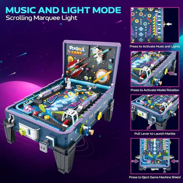 Pinball Machine Building Set - 2309-Piece Arcade Game Kit