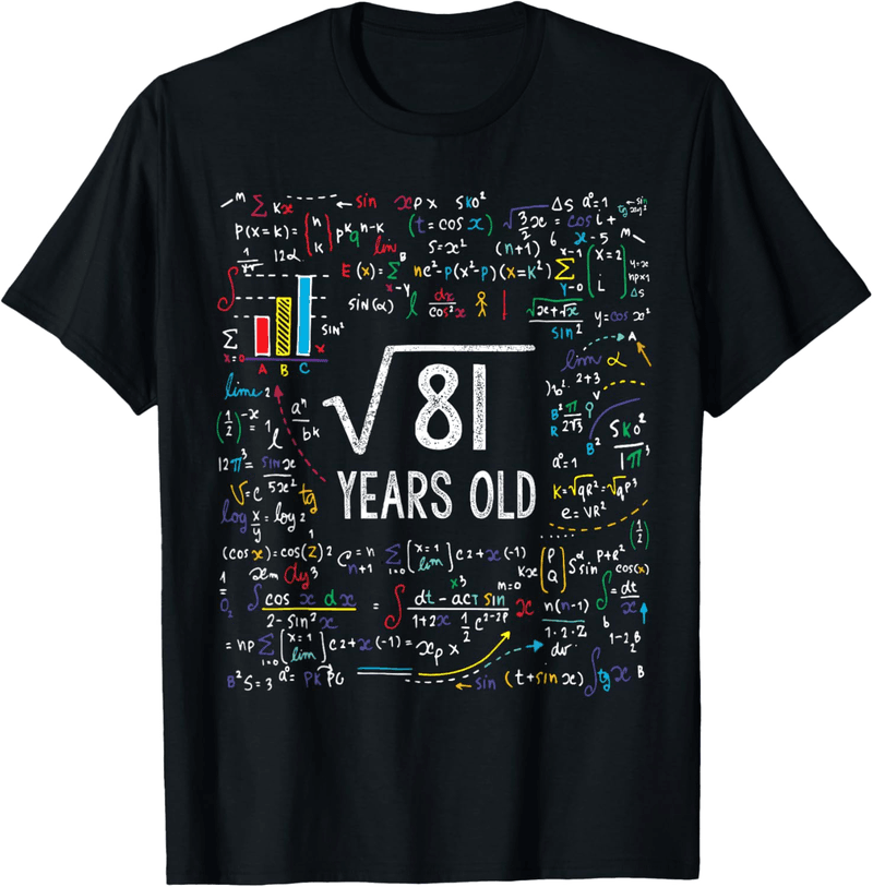 9th Birthday Math T-Shirt for Kids - Square Root of 81