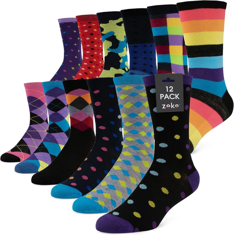 Funky Dress Socks for Men - Colorful Patterned Fun Socks
