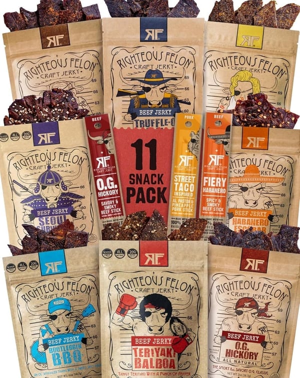 High Protein Beef Jerky Variety Pack - Gluten Free Snack for Men