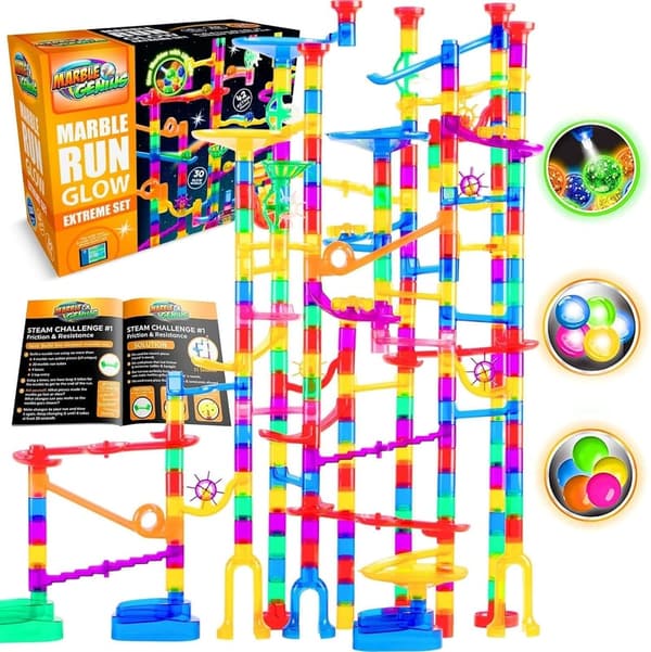 Glow-in-the-Dark Marble Run Track Set - 300 pcs STEM Gift for Kids
