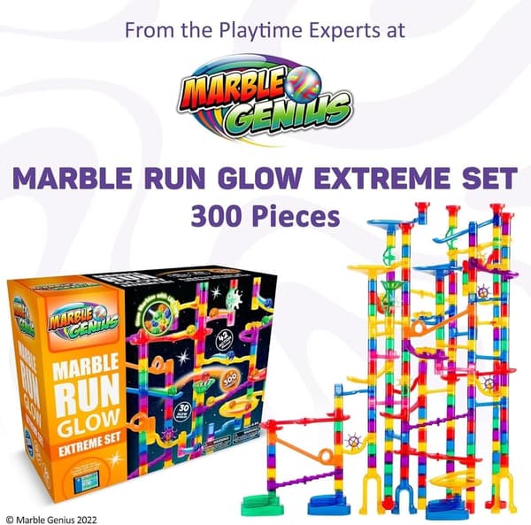 Glow-in-the-Dark Marble Run Track Set - 300 pcs STEM Gift for Kids