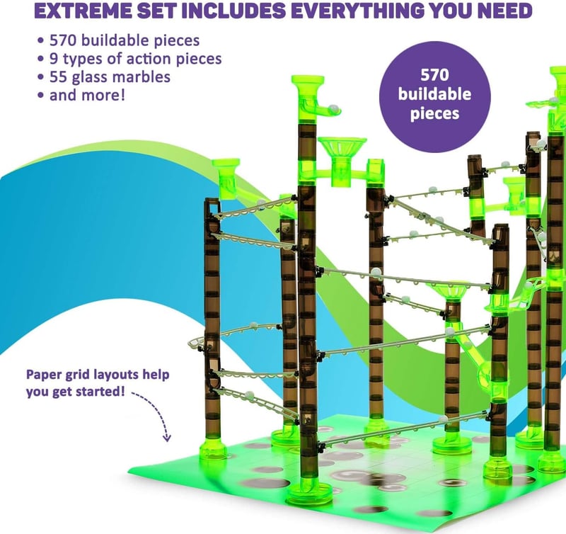 STEM Marble Run Set for Kids 8+, 625 Pieces with Instructions