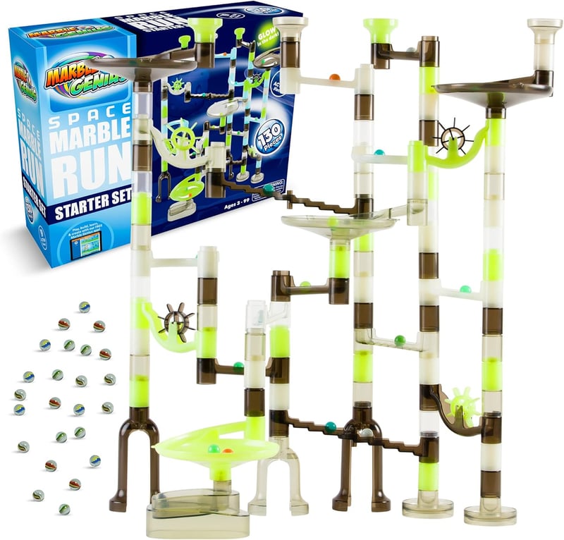STEM Toy Marble Run Set for Kids - 130 Pieces, Space Theme