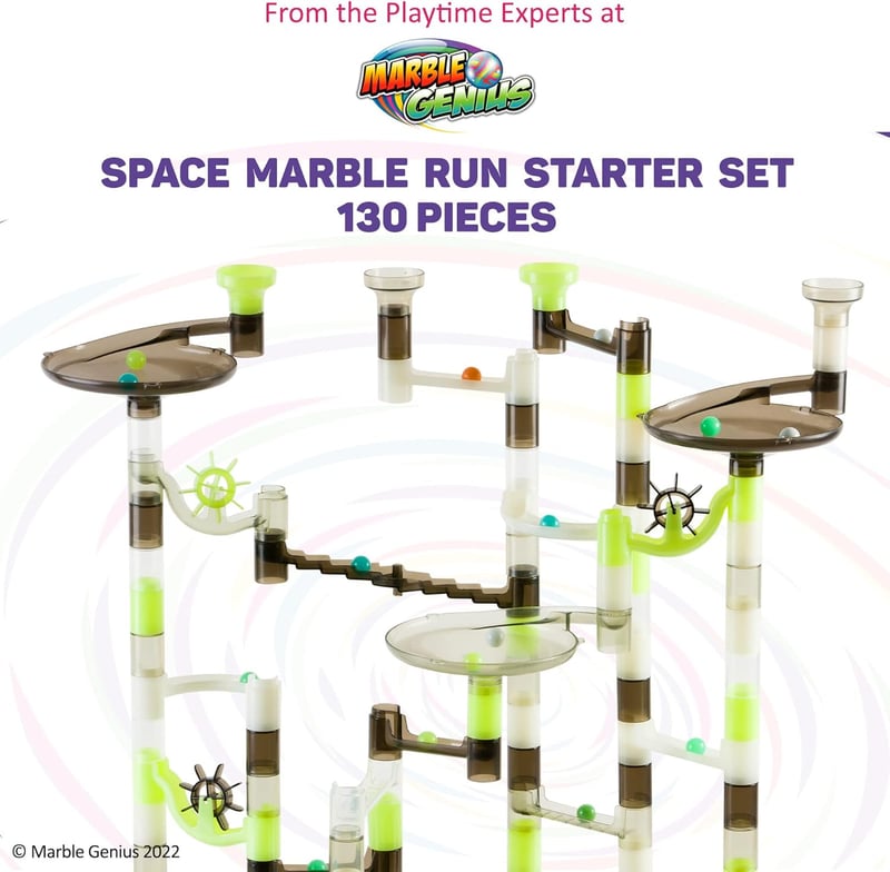 STEM Toy Marble Run Set for Kids - 130 Pieces, Space Theme