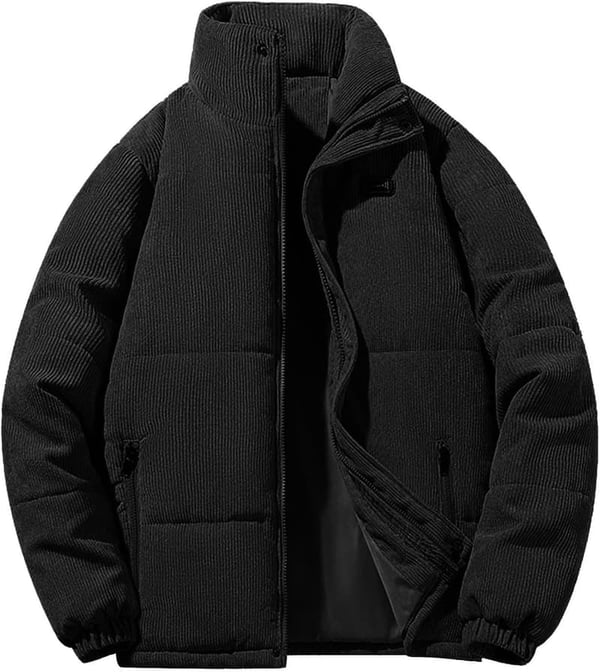 Men's Plus Size Hooded Wool Blend Jacket with Multi-Pockets