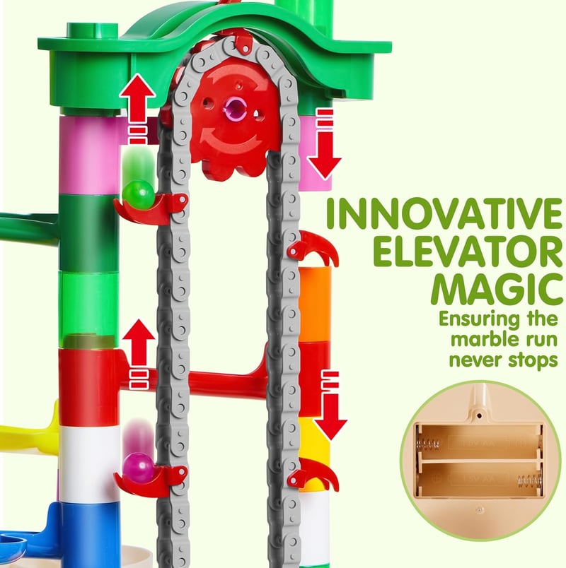 Easter STEM Glowing Marble Run with Motorized Elevator
