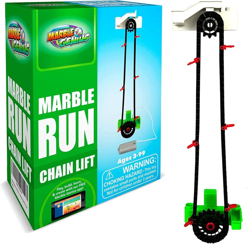 Marble Run Accessory Set - Automatic Chain Lift for Exciting Tracks