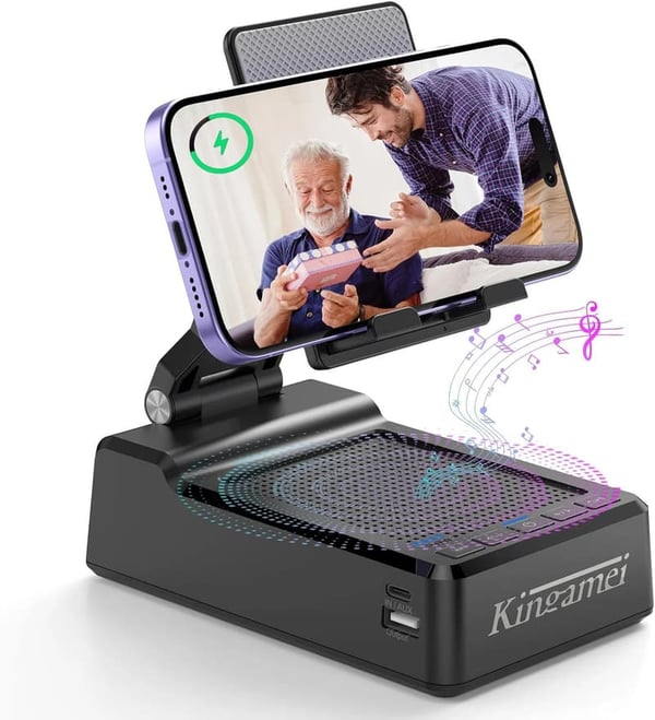 Wireless Bluetooth Speaker & Power Bank with Phone Holder - Gifts for Dad