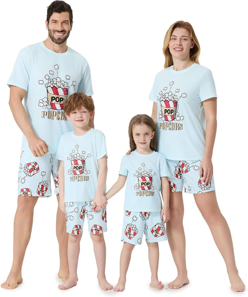 Family Matching Cartoon Print Pajamas Set for Mom & Kids