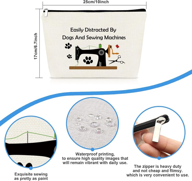 Sewing Lover Makeup Bag - Dog & Quilting Themed Gift for Women