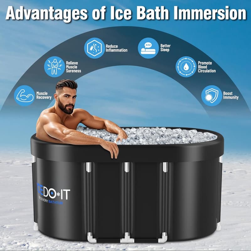 Collapsible 129 Gal XL Oval Ice Bath Tub for Athletes
