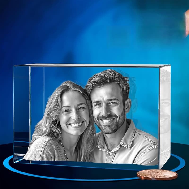 Personalized 3D Crystal Photo for Dad – Custom Engraved Gift