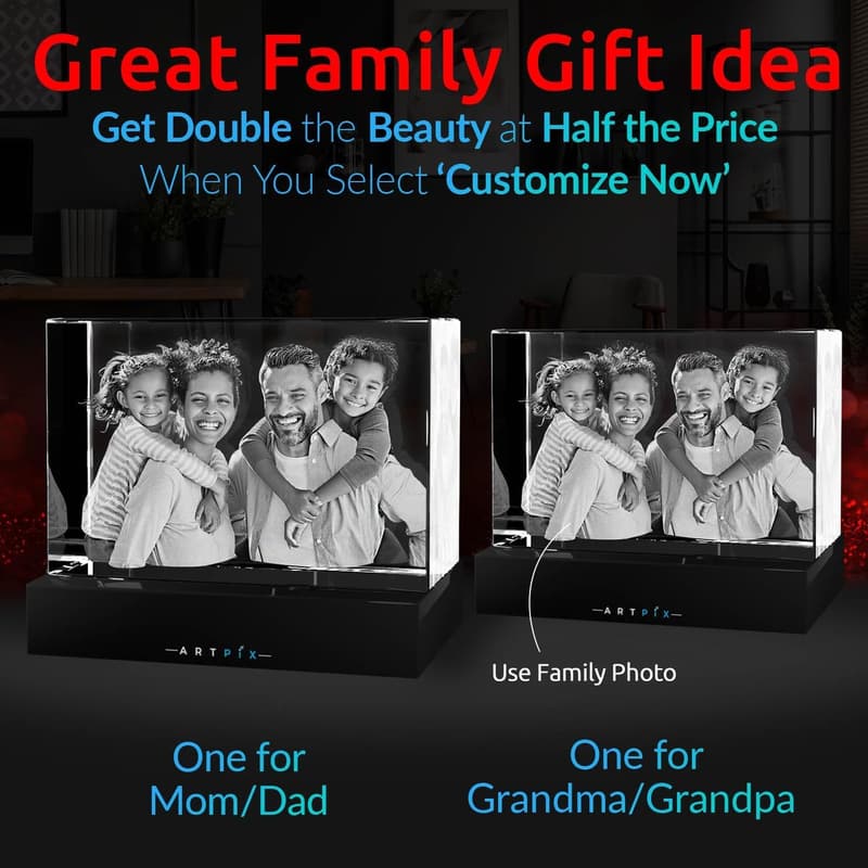 Personalized 3D Crystal Photo for Dad – Custom Engraved Gift