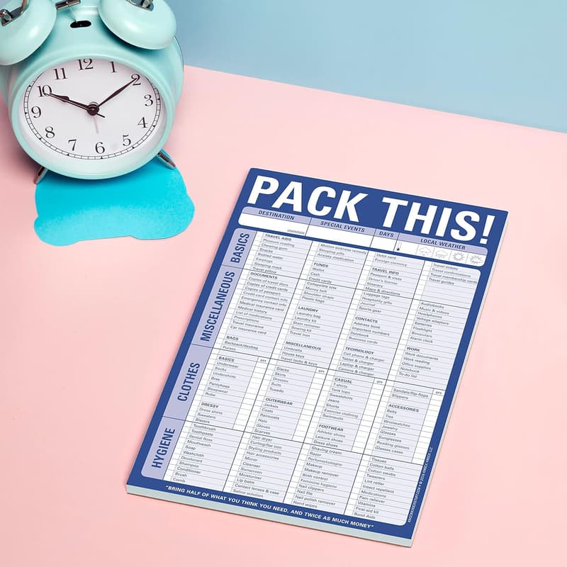 Packing List Notepad, 6x9 inches, for Organized Travel