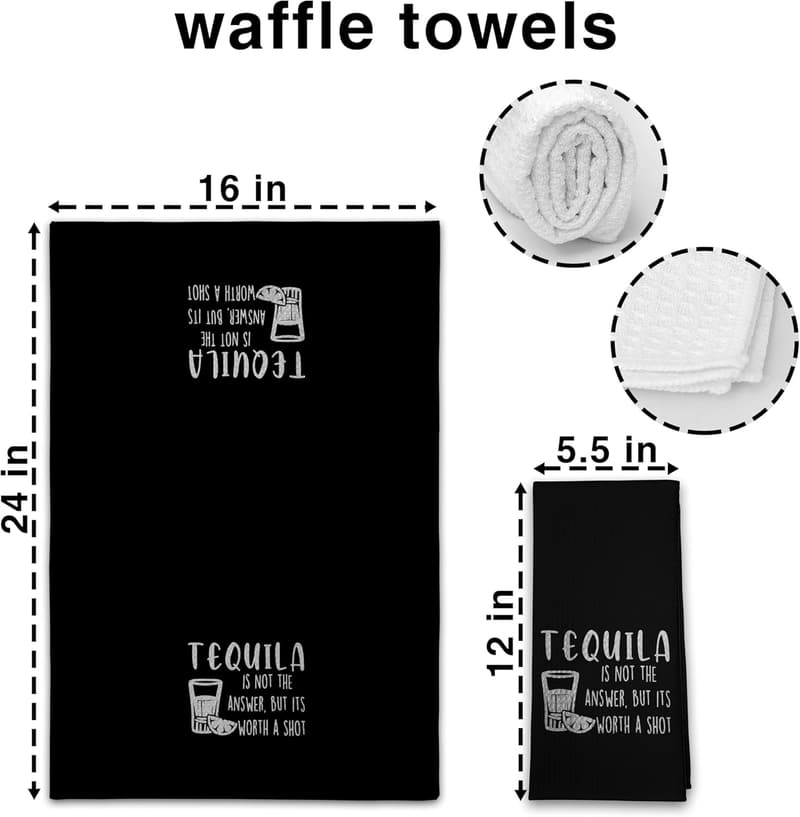 Funny Tequila-Themed Flour Sack Towels Set for Kitchen