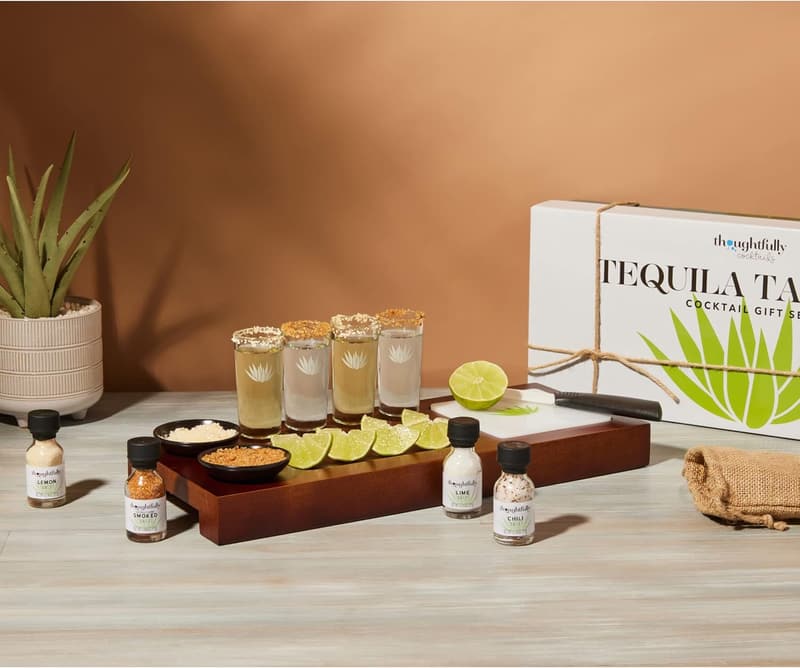 Tequila Tasting Gift Set with Wooden Flight Board & Shot Glasses
