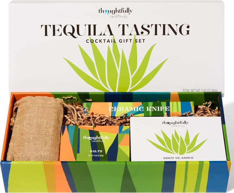 Tequila Tasting Gift Set with Wooden Flight Board & Shot Glasses