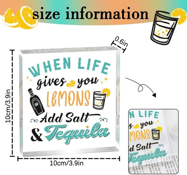Lemon-Themed Acrylic Plaque for Inspirational Gifts Women