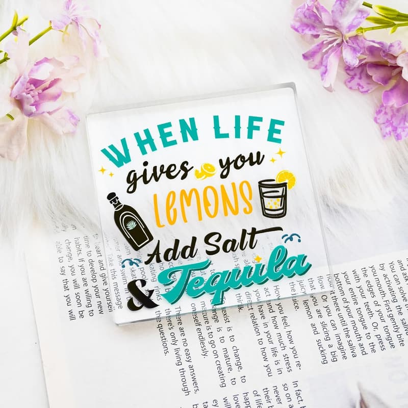 Lemon-Themed Acrylic Plaque for Inspirational Gifts Women