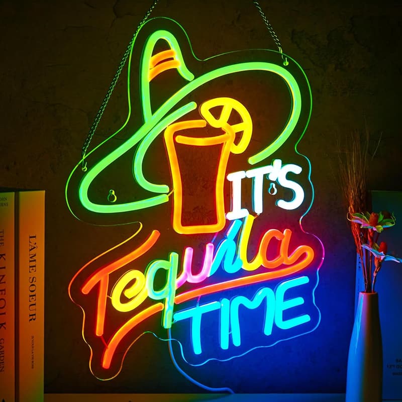 Tequila Time Neon Sign - Dimmable LED Wall Decor