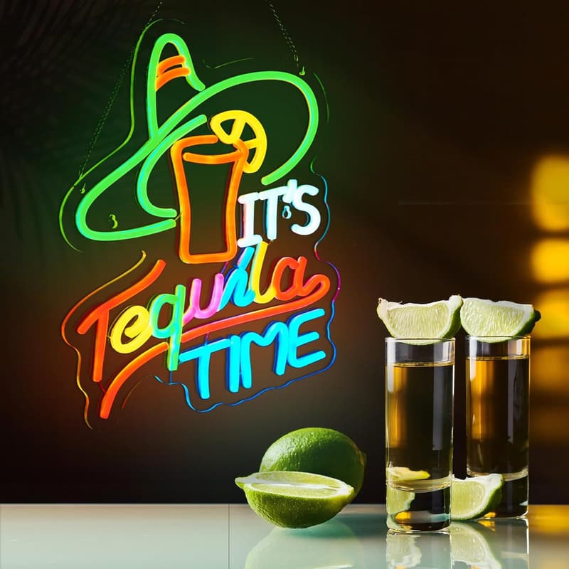 Tequila Time Neon Sign - Dimmable LED Wall Decor