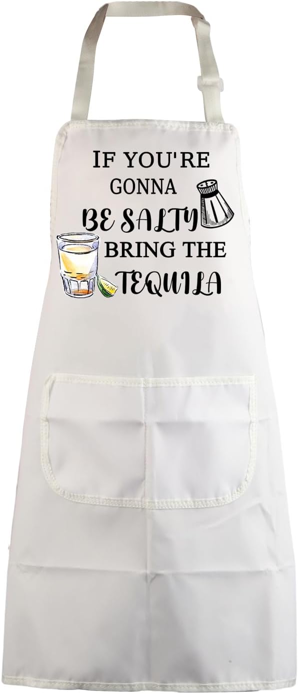 Tequila Lover Apron with Funny Sayings for Margarita Fans