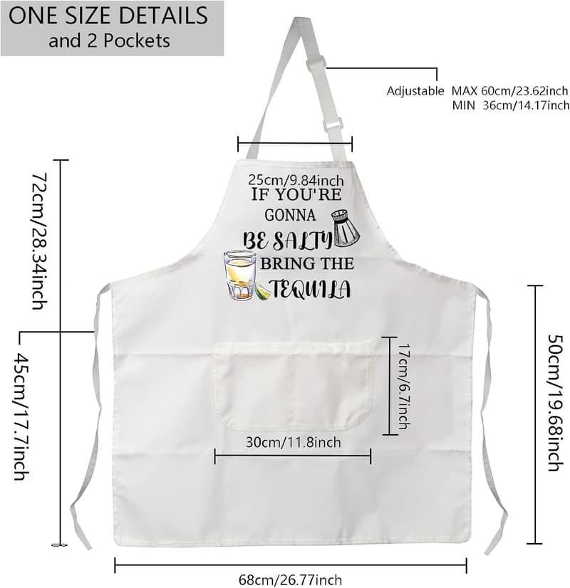 Tequila Lover Apron with Funny Sayings for Margarita Fans
