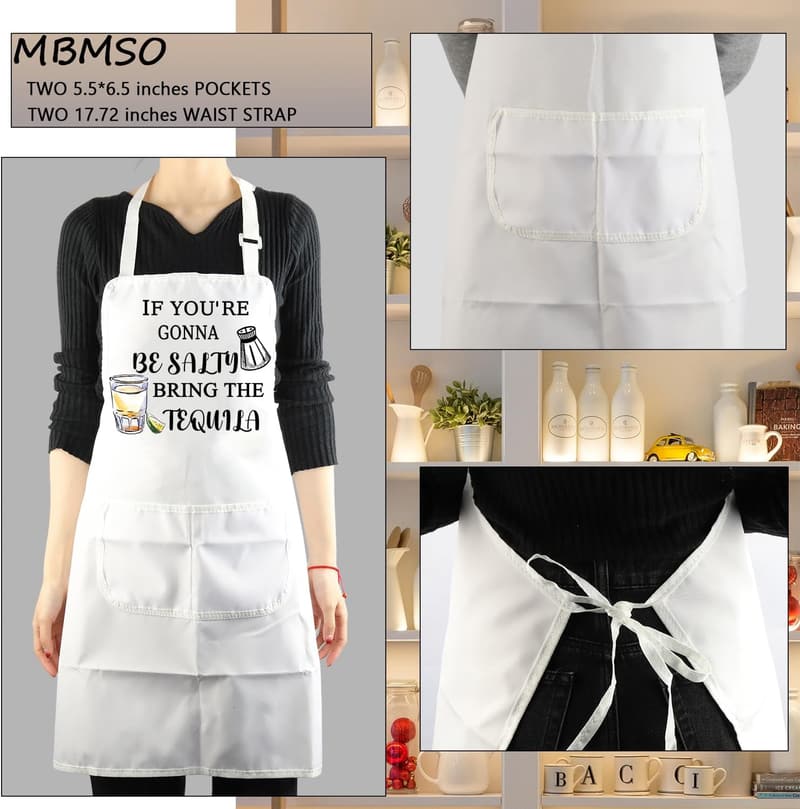 Tequila Lover Apron with Funny Sayings for Margarita Fans