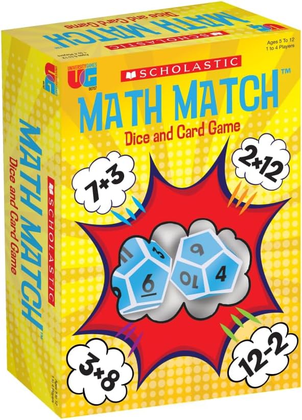 Scholastic Math Match Travel Dice Game for Kids Ages 5+