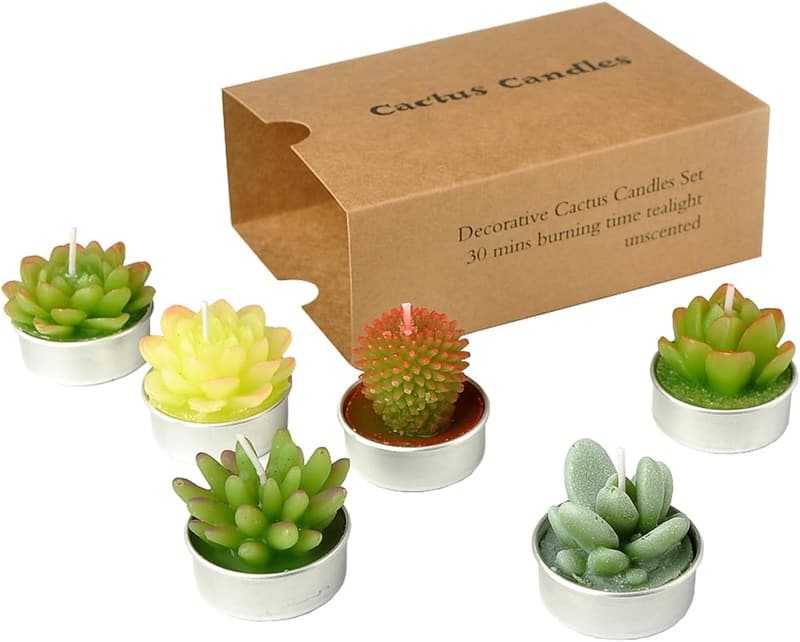 Handmade Succulent Cactus Tealight Candles for Parties & Decor
