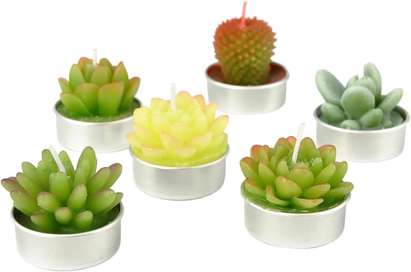 Handmade Succulent Cactus Tealight Candles for Parties & Decor