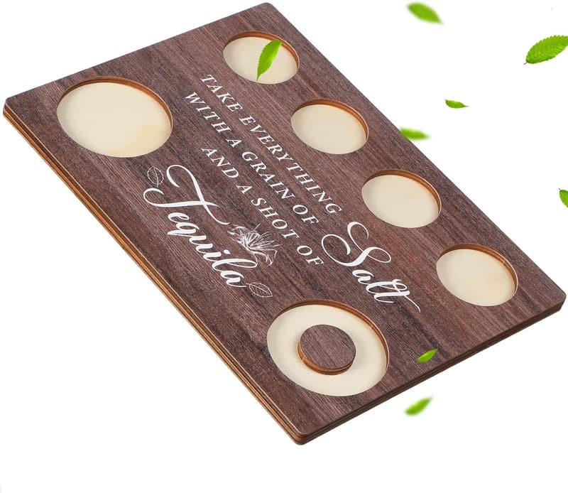Tequila Shot Serving Tray for Housewarming Parties - Wooden Holder